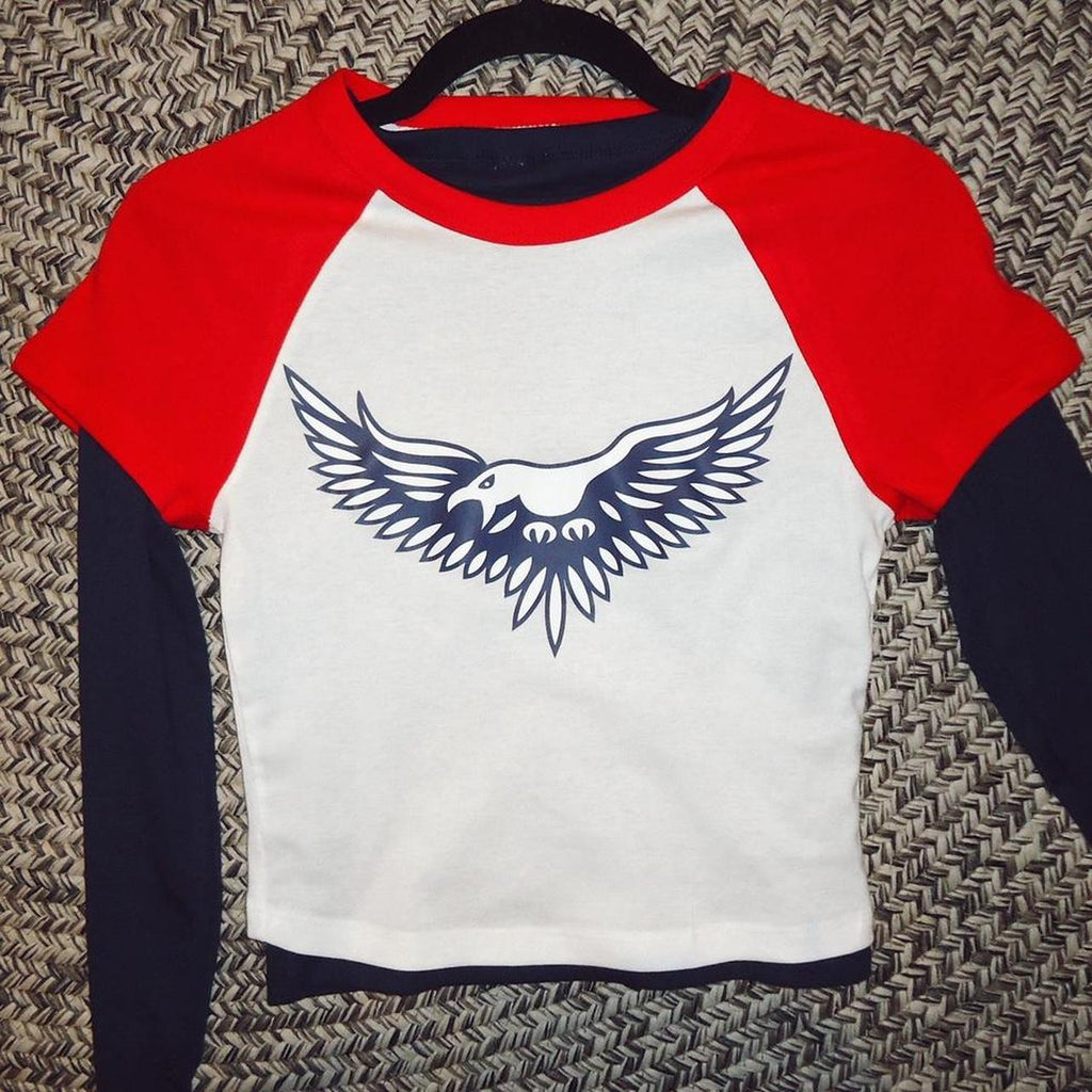 Tracy's Eagle Raglan Baby Tee