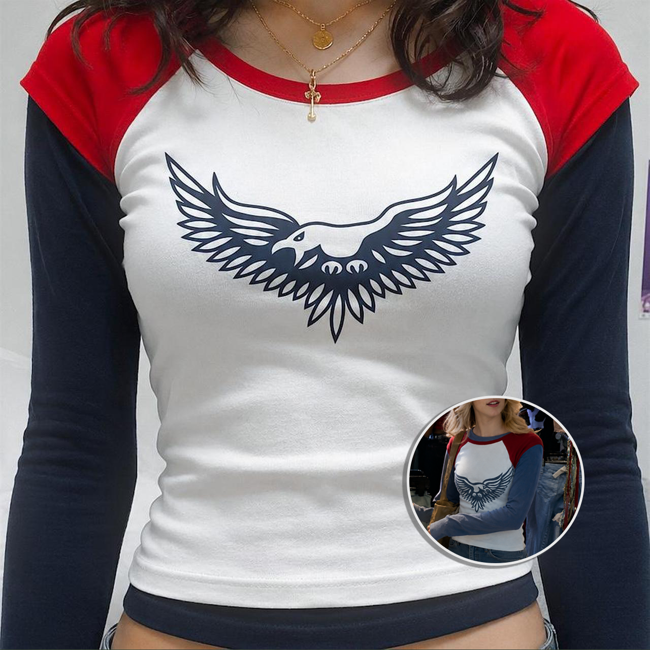 Tracy's Eagle Raglan Baby Tee